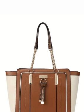 NWT Cream & Brown Sally Young Winged Tote Bag